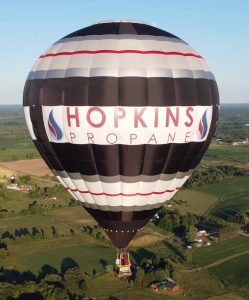 A hot air balloon for Hopkins Propane at the Wayland Balloon Fest 2021